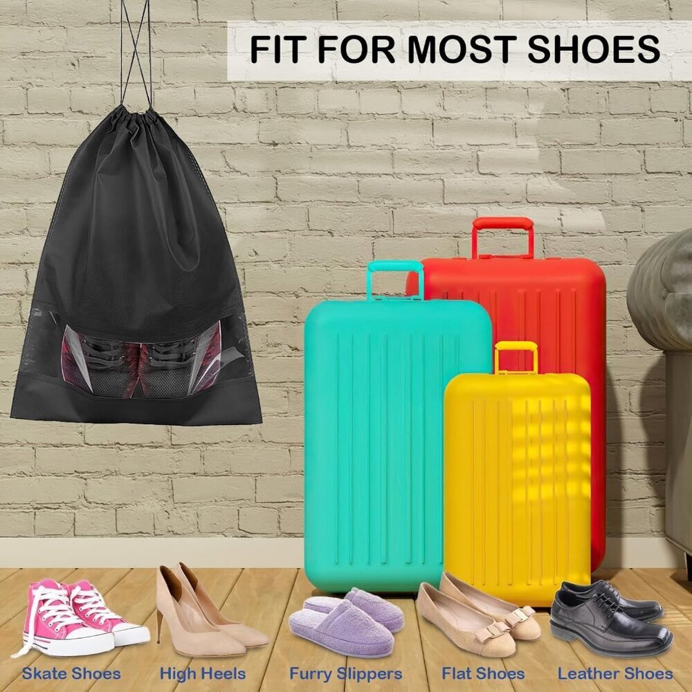18 Pack Shoe Bags for Travel, Large Travel Shoe Bags for Packing with Clear Wind - Picture 6 of 7
